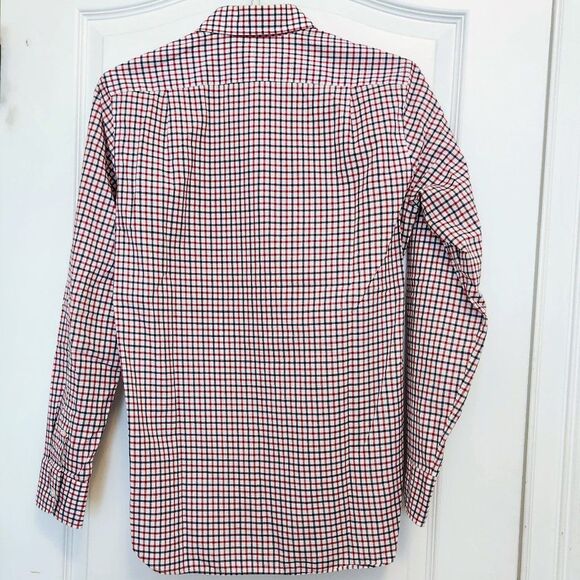 J. Crew LS Shirt Navy Burgundy Check Ludlow 120's 2 ply SMALL - Picture 3 of 4